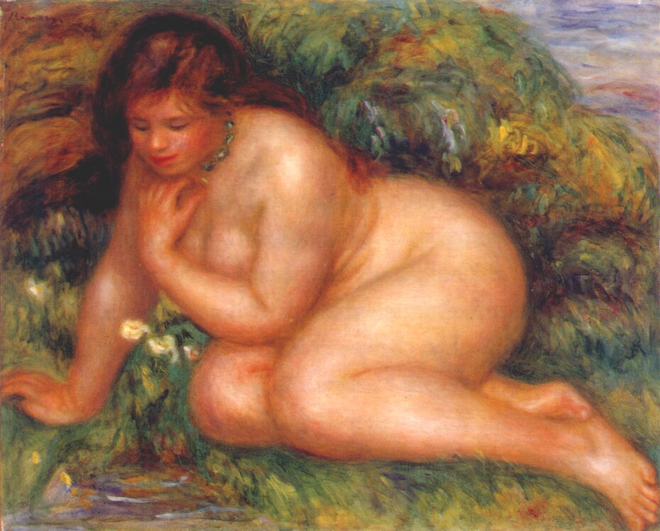 Bather Admiring Herself in the Water - Pierre-Auguste Renoir painting on canvas